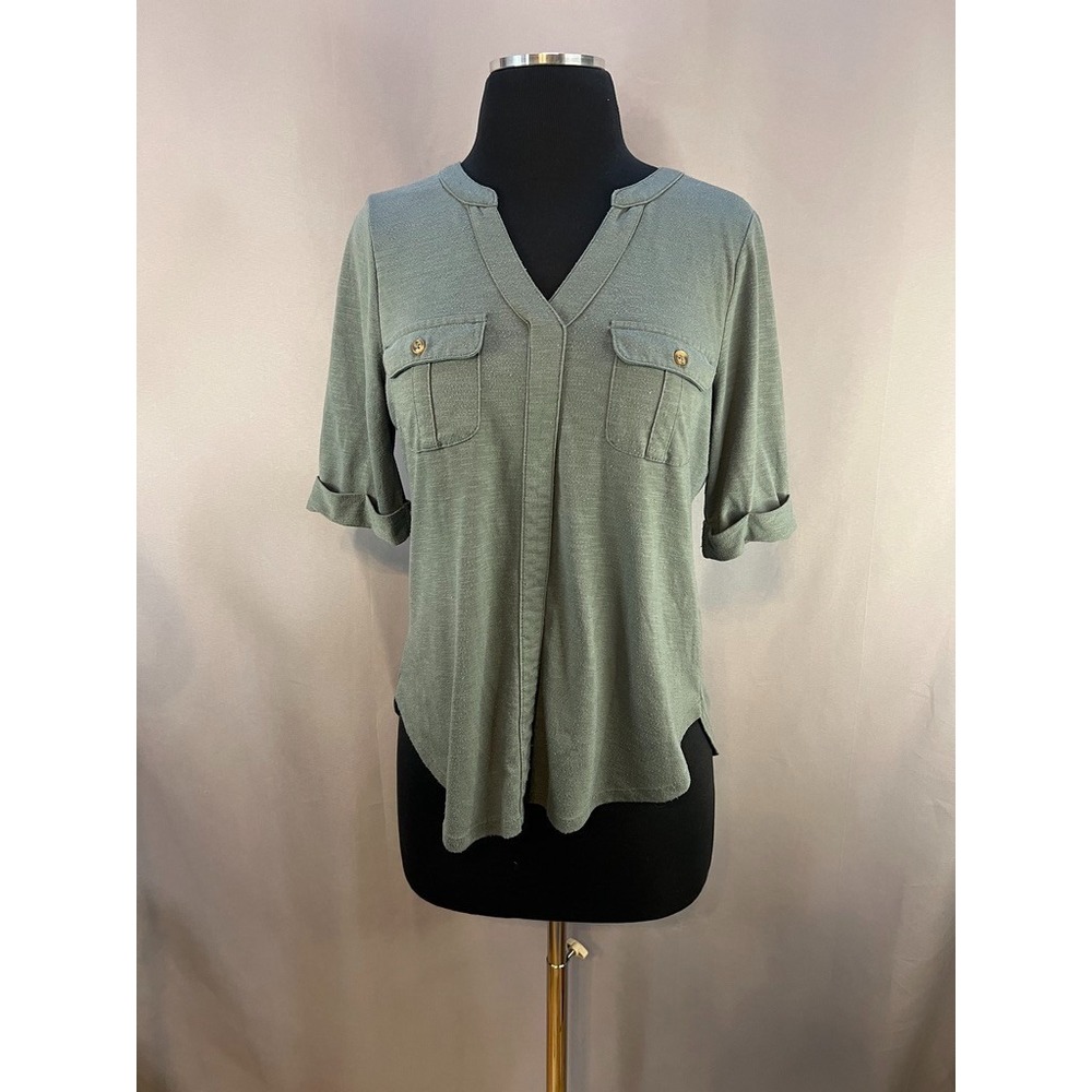 Sonoma Womens S Utility Blouse Soft Minimalist Quiet Luxury Roll Tab | Boho